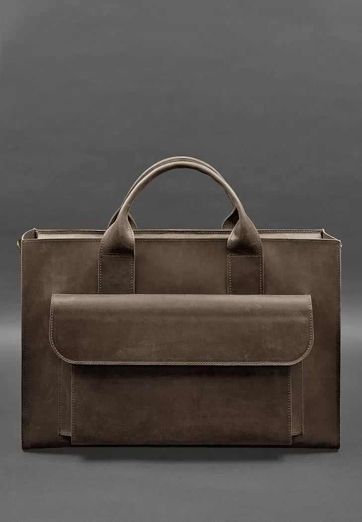Leather bag for laptop and documents Universal dark brown Crazy Horse - BN-BAG-50-o
