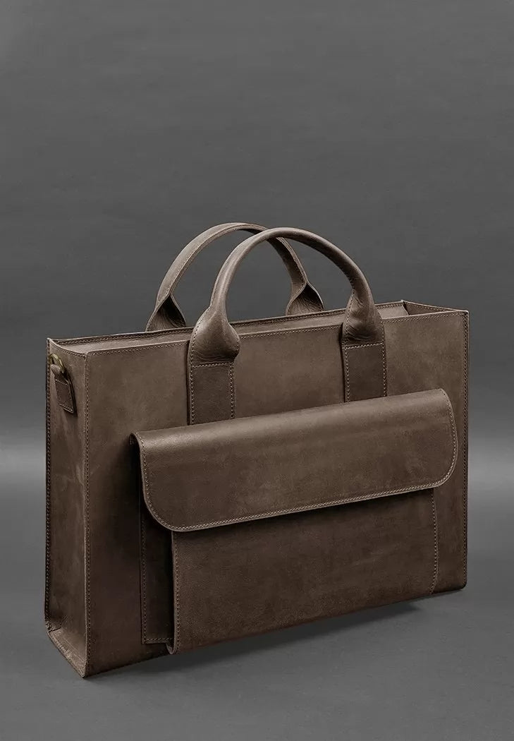 Leather bag for laptop and documents Universal dark brown Crazy Horse - BN-BAG-50-o
