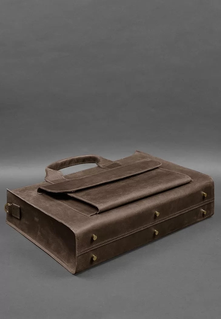 Leather bag for laptop and documents Universal dark brown Crazy Horse - BN-BAG-50-o