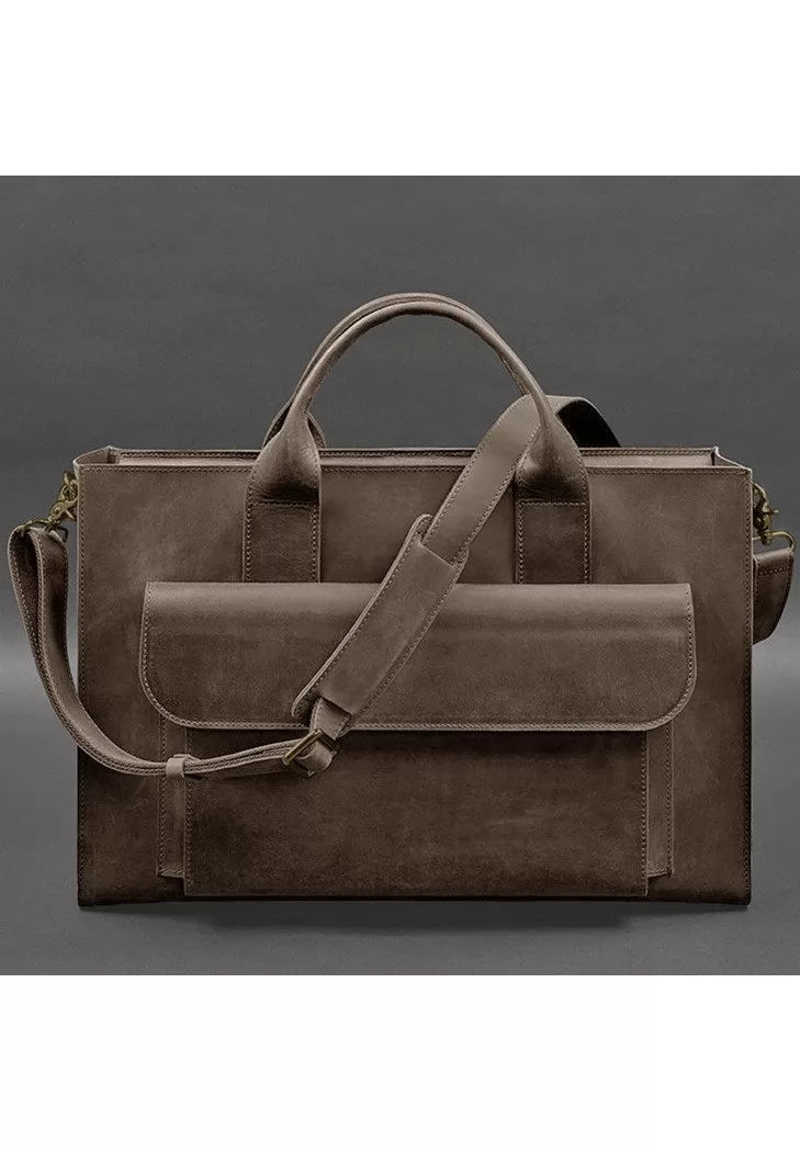 Leather bag for laptop and documents Universal dark brown Crazy Horse - BN-BAG-50-o