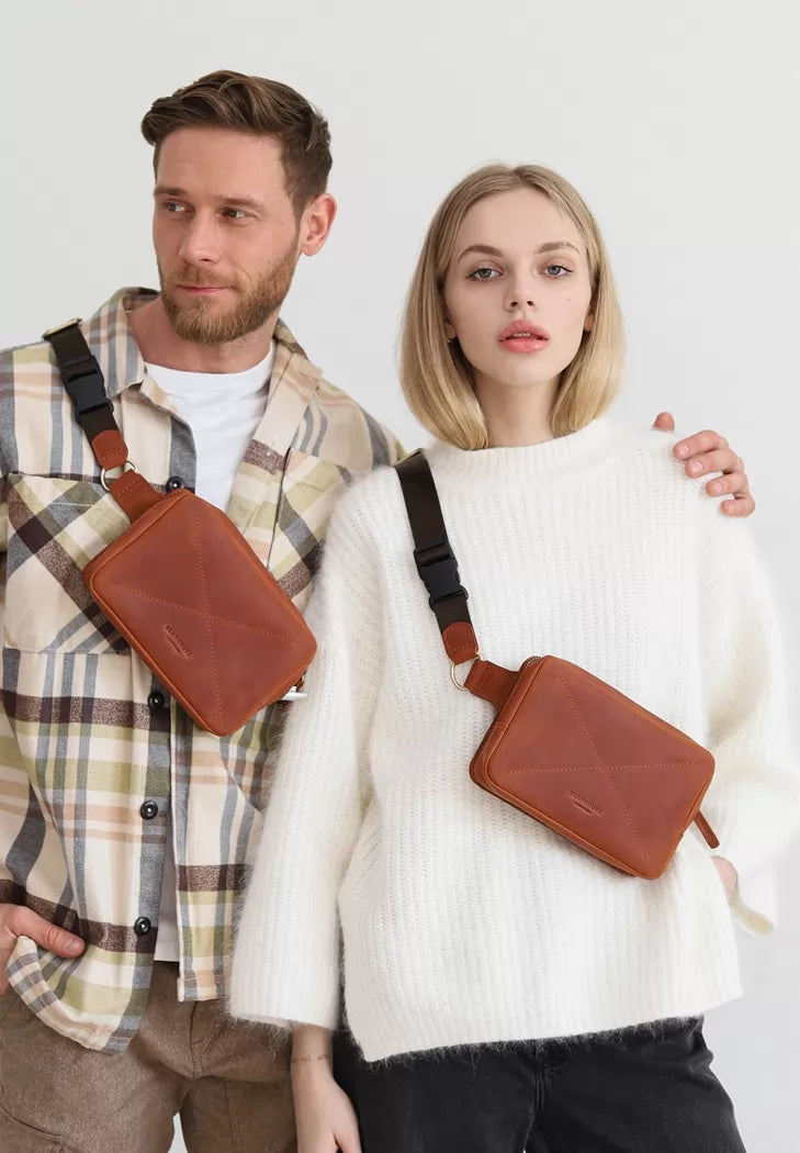 Leather Dropbag Mini bag light brown Crazy Horse - BN-BAG-6-k-kr