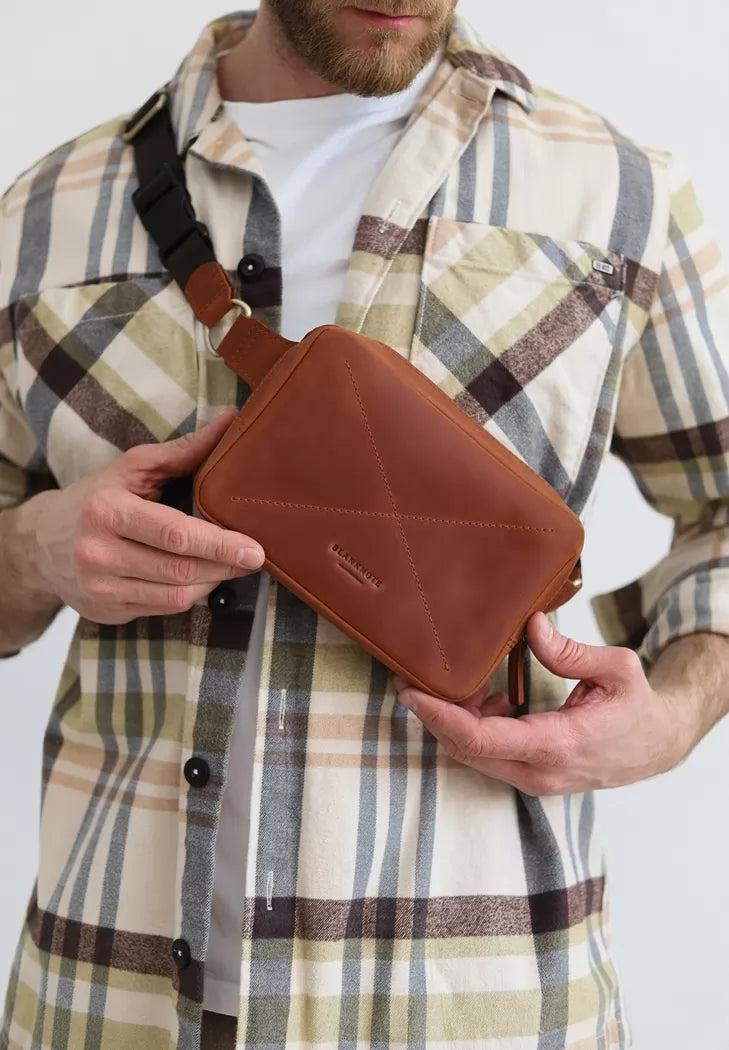 Leather Dropbag Mini bag light brown Crazy Horse - BN-BAG-6-k-kr