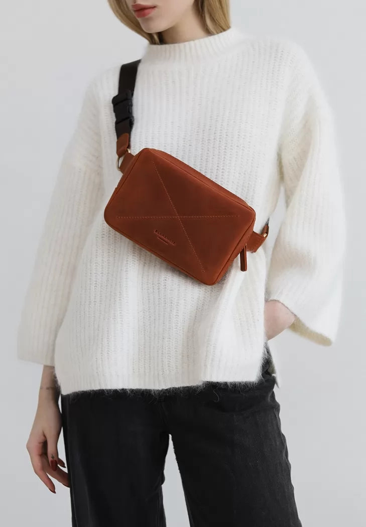 Leather Dropbag Mini bag light brown Crazy Horse - BN-BAG-6-k-kr