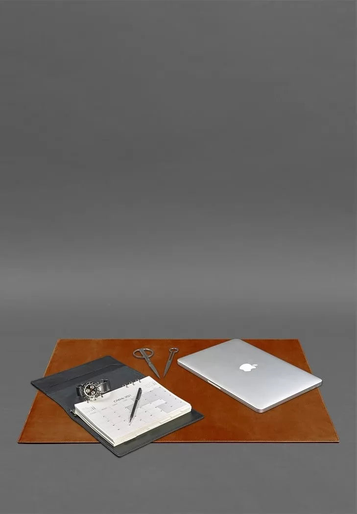 Executive desk pad - Leather bureau 1.0 Light brown Crazy Horse - BN-BV-1-k-kr