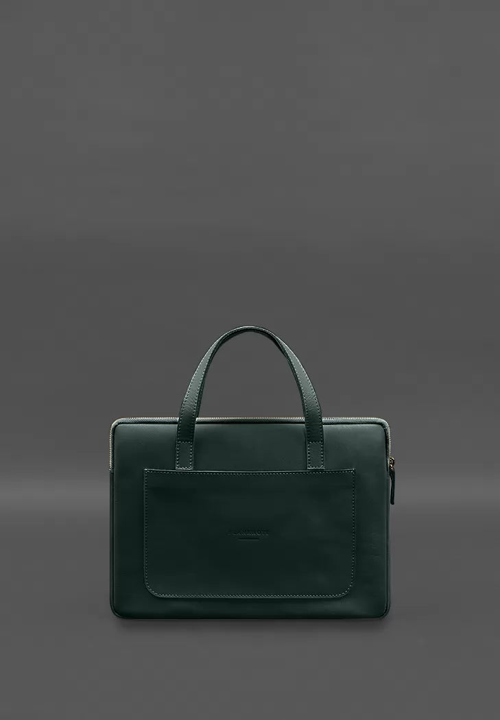 Leather case with handles for laptop 13 inch Green - BN-GC-4-malachite