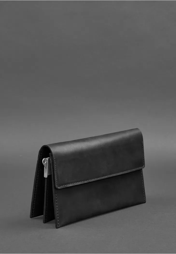 Leather men's clutch bag 3.0 black Crazy Horse - BN-KLATCH-3-g-kr
