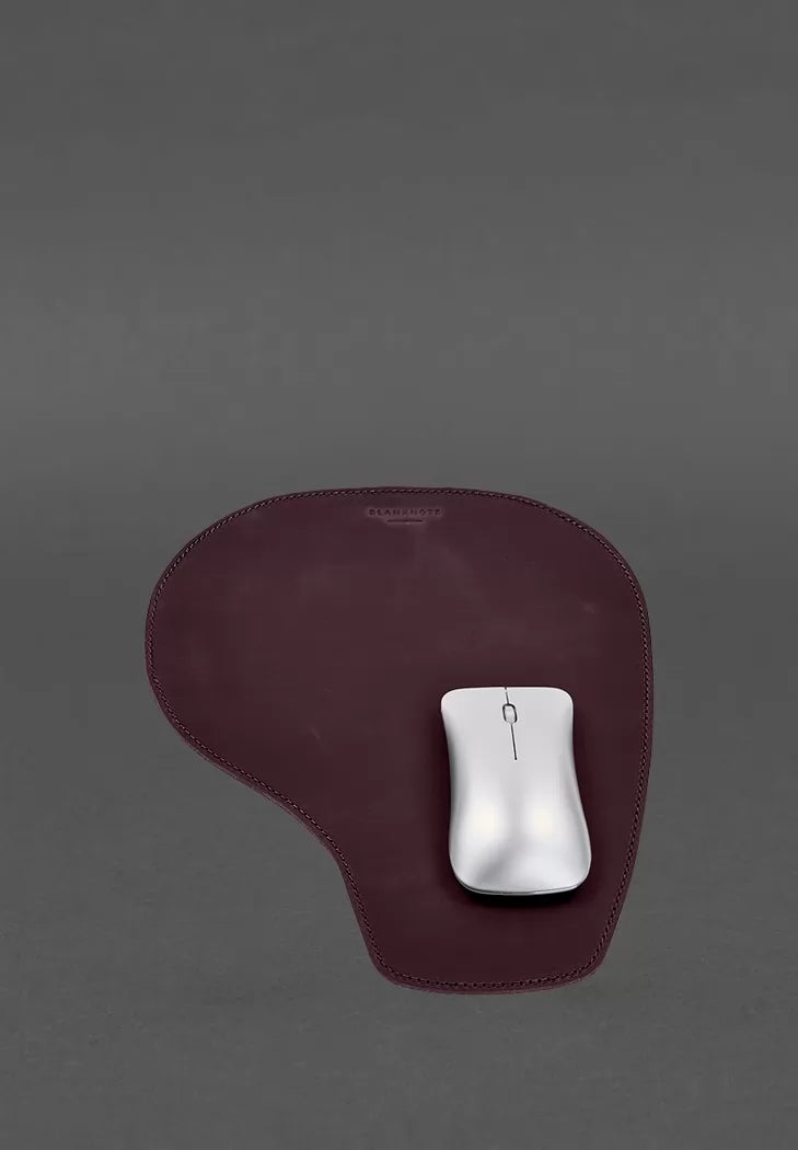 Mouse pad “Pear” made of genuine leather burgundy Crazy Horse - BN-MP2-vin-kr