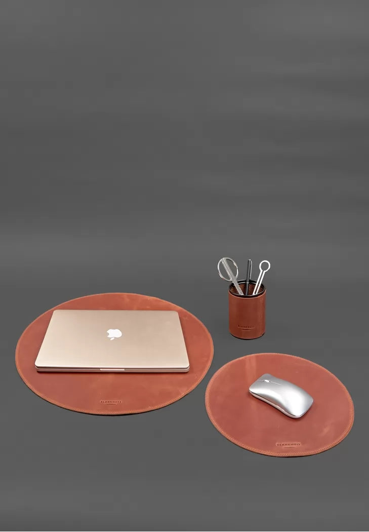 Genuine leather desk set 1.2 light brown Crazy Horse - BN-set-1-2-k-kr