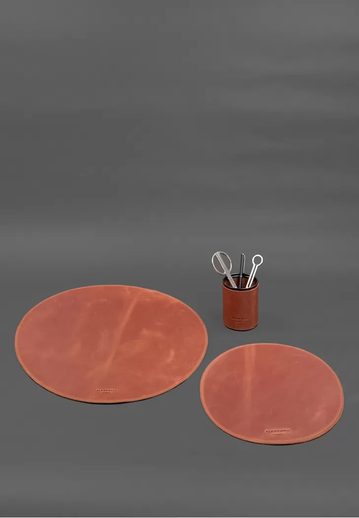 Genuine leather desk set 1.2 light brown Crazy Horse - BN-set-1-2-k-kr