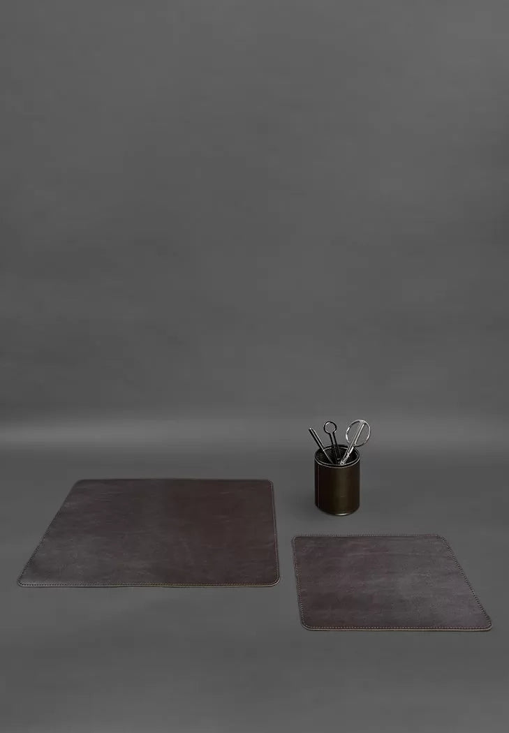 Genuine leather desk set 1.0 dark brown crust - BN-set-1-choko