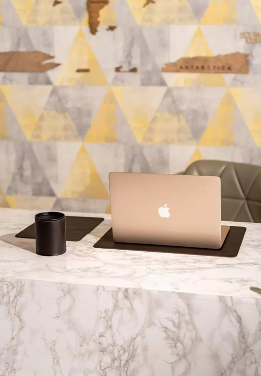 Genuine leather desk set 1.0 dark brown crust - BN-set-1-choko