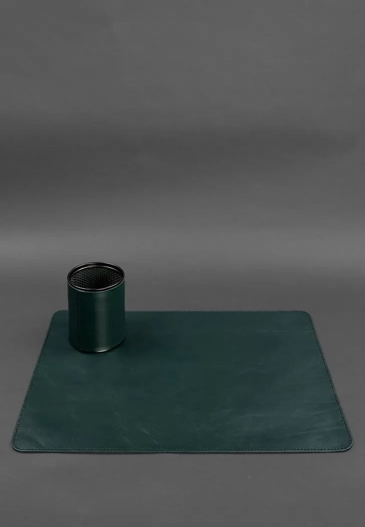 Table set made of genuine leather 1.0 green - BN-set-1-malachite