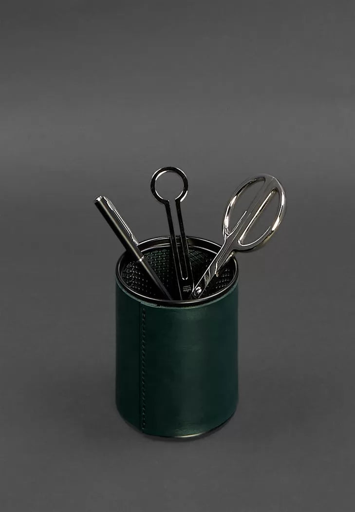 Pen holder in leather case green crust - BN-SP-malachite