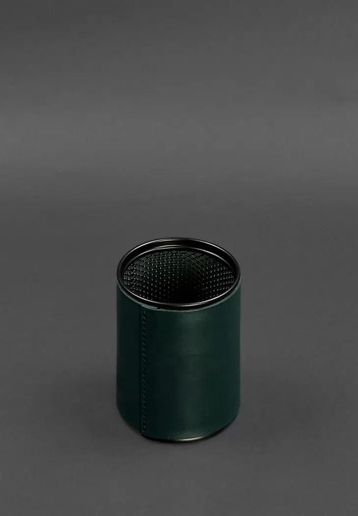Pen holder in leather case green crust - BN-SP-malachite