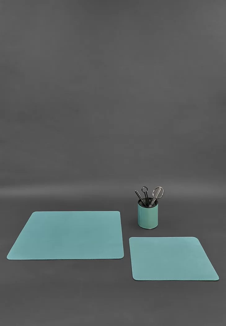 Genuine leather desk set 1.0 turquoise crust - BN-set-1-tiffany