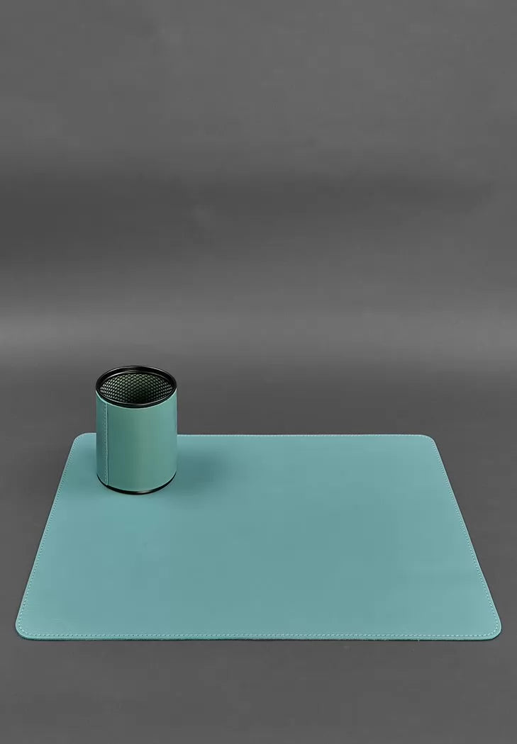 Genuine leather desk set 1.0 turquoise crust - BN-set-1-tiffany