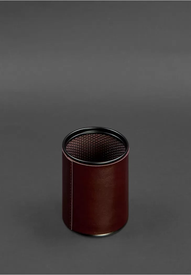 Pen glass in leather case burgundy crust - BN-SP-vin