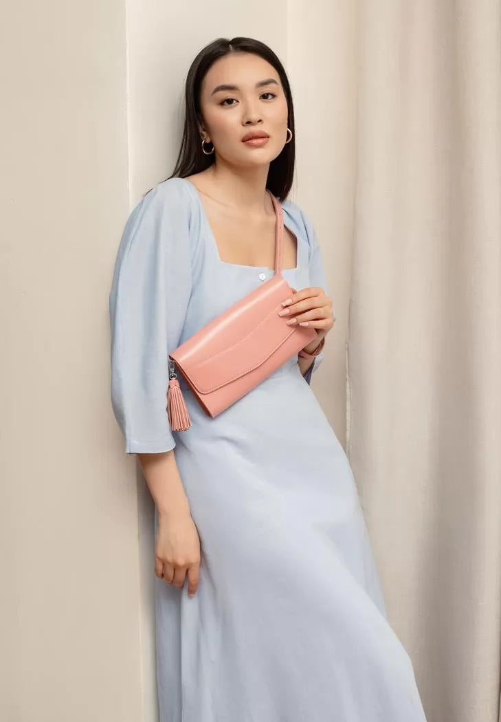 Leather women's bag Alice pink - BN-BAG-7-pink-peach