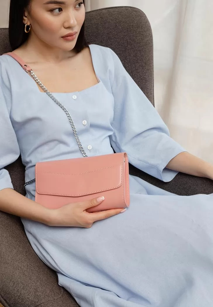 Leather women's bag Alice pink - BN-BAG-7-pink-peach