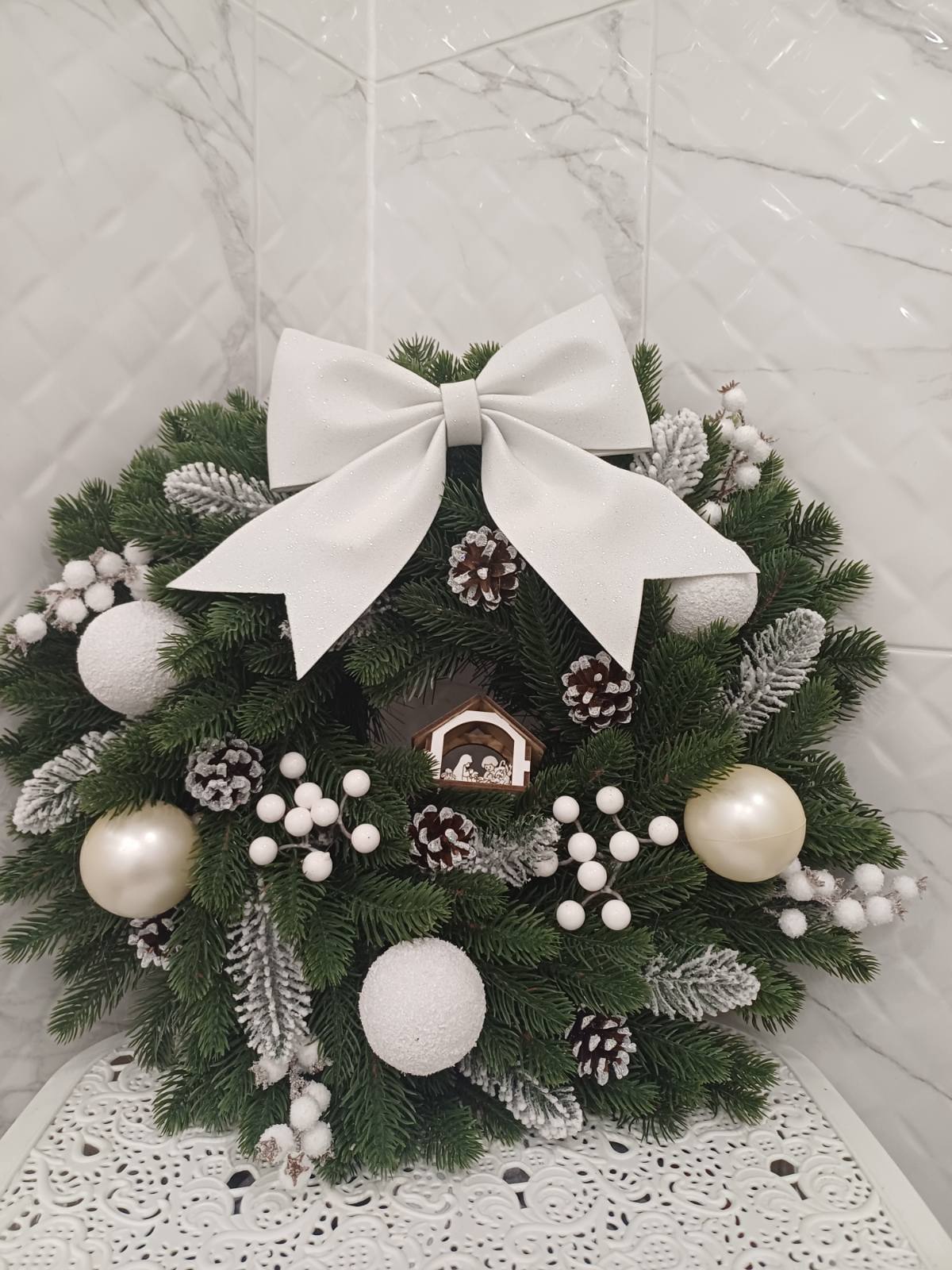 Snowy Grace" Christmas Wreath