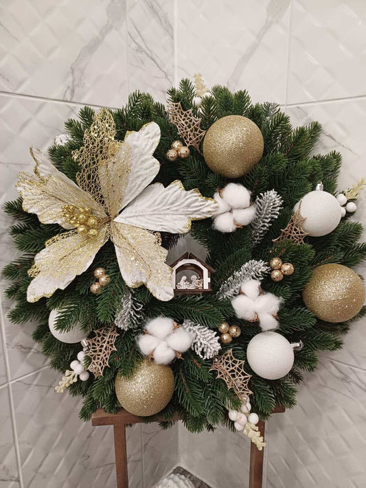 "Golden Blossom" Christmas Wreath