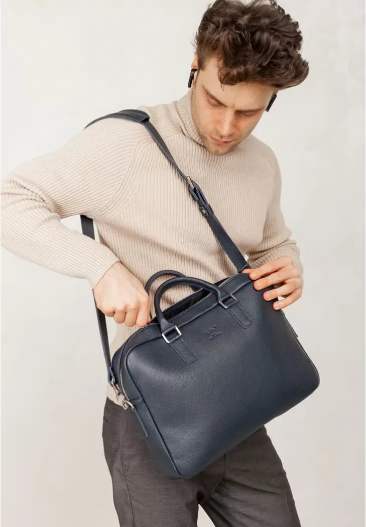 Leather business bag Briefcase 2.0 blue navy - TW-Briefcase-2-blue-flo