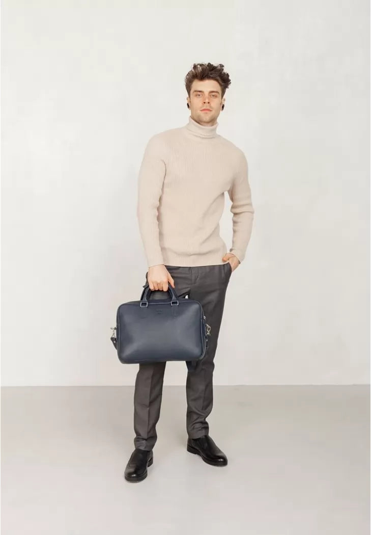 Leather business bag Briefcase 2.0 blue navy - TW-Briefcase-2-blue-flo