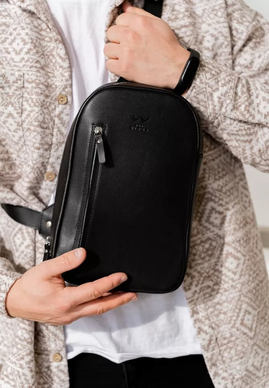 Men's leather Chest bag black - TW-Chest-bag-black