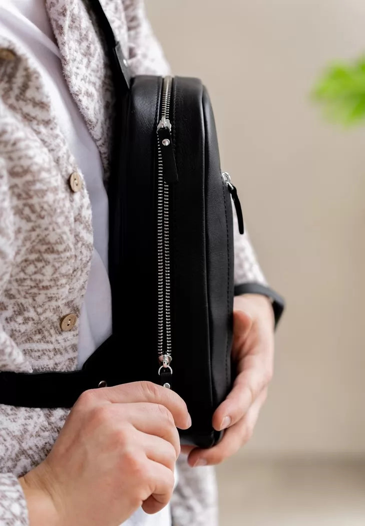 Men's leather Chest bag black - TW-Chest-bag-black