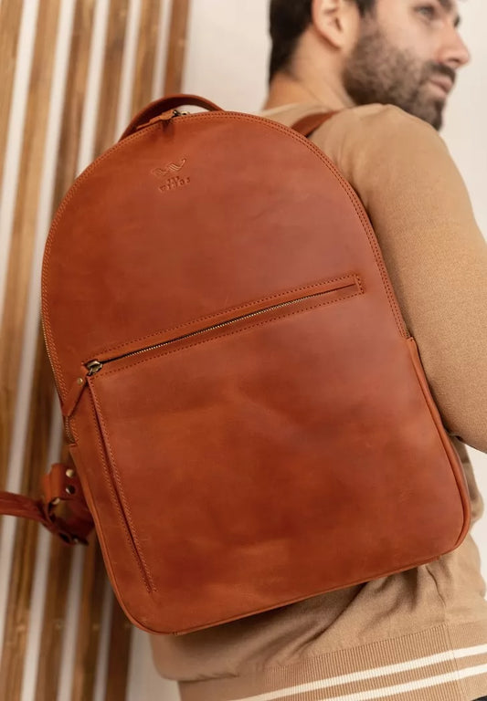 Groove L leather backpack light brown vintage - TW-Groove-L-kon-crz