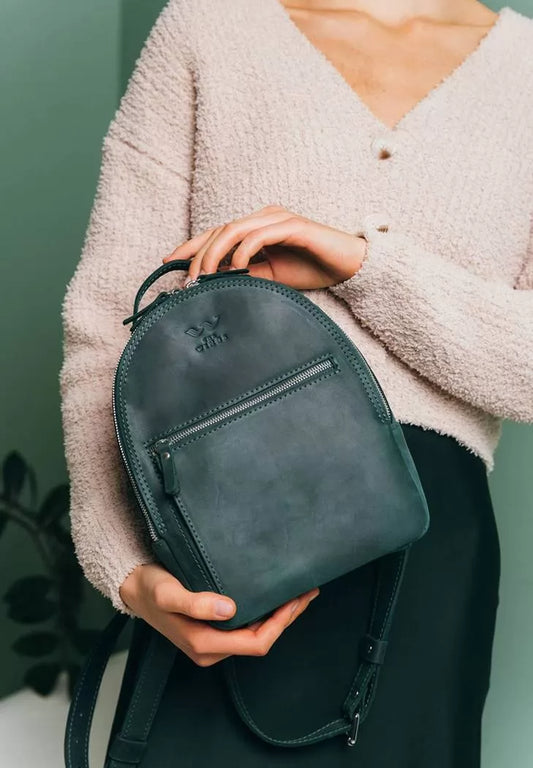 Vintage leather backpack Groove S green - TW-Groove-S-green-crz