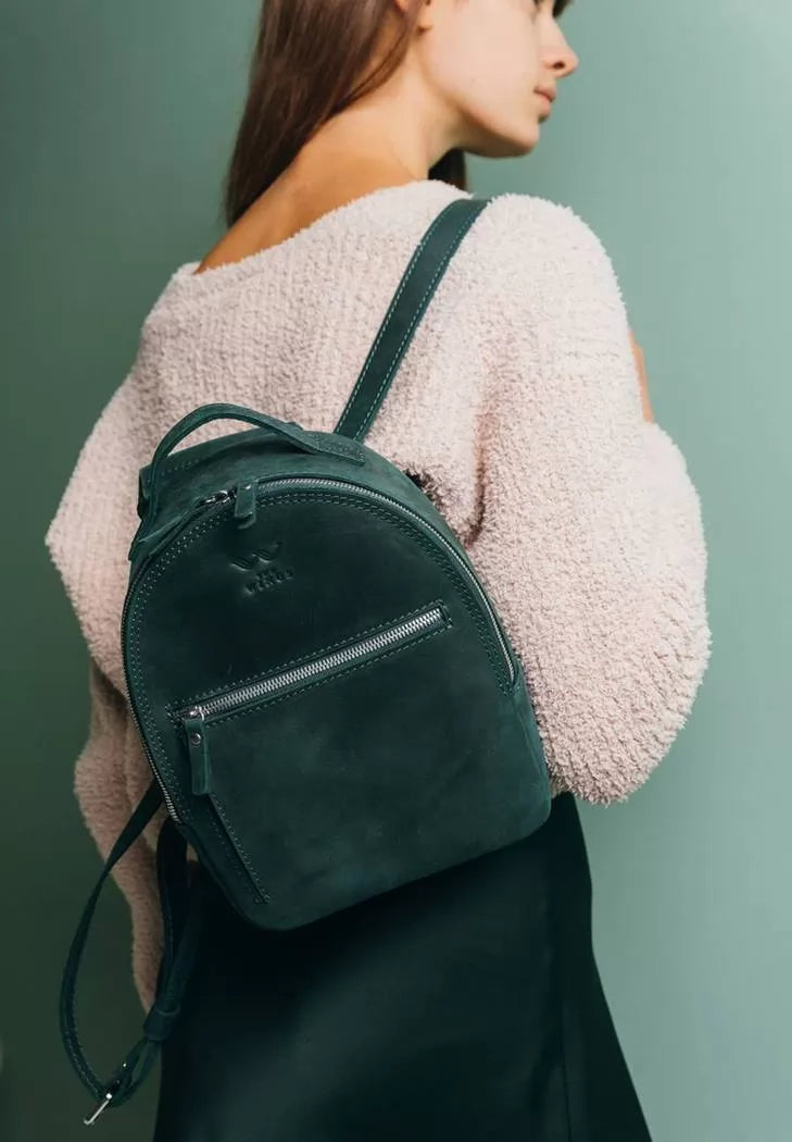 Vintage leather backpack Groove S green - TW-Groove-S-green-crz