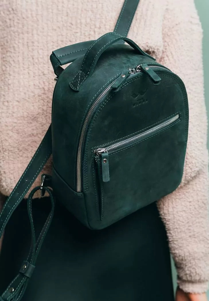 Vintage leather backpack Groove S green - TW-Groove-S-green-crz