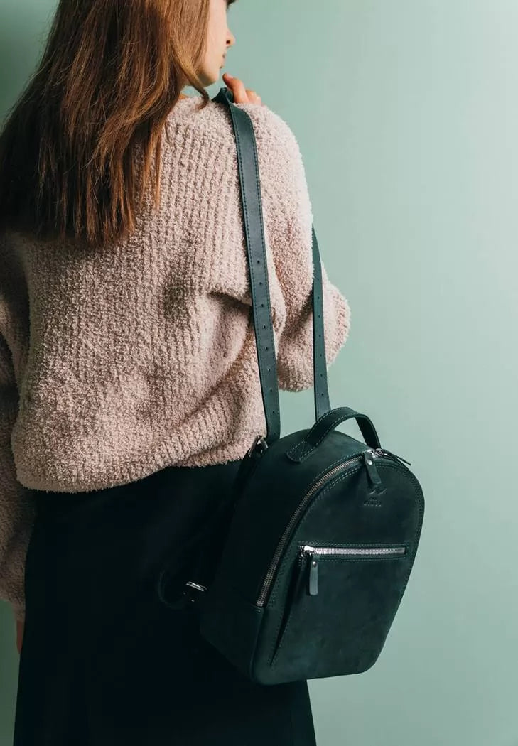 Vintage leather backpack Groove S green - TW-Groove-S-green-crz