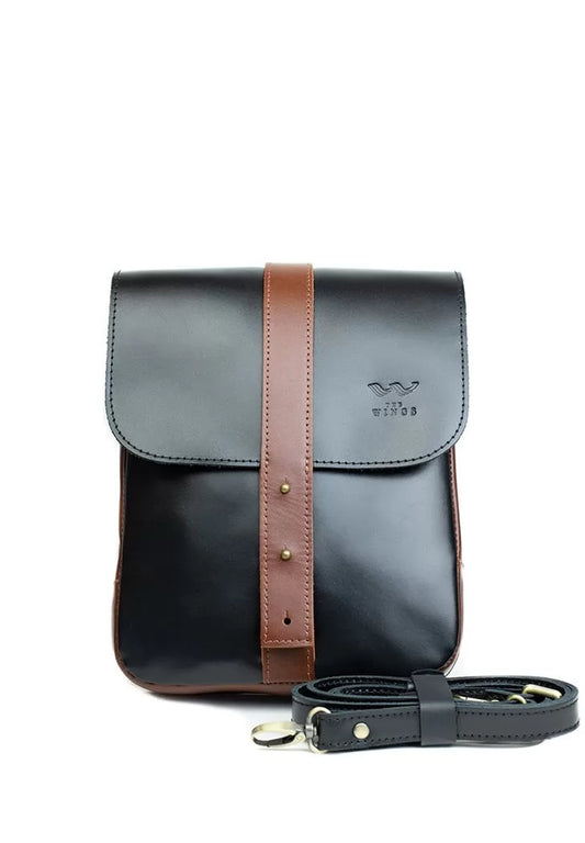 Men's leather Mini Bag black-brown - TW-Mini-bag-m-black-kon-ksr